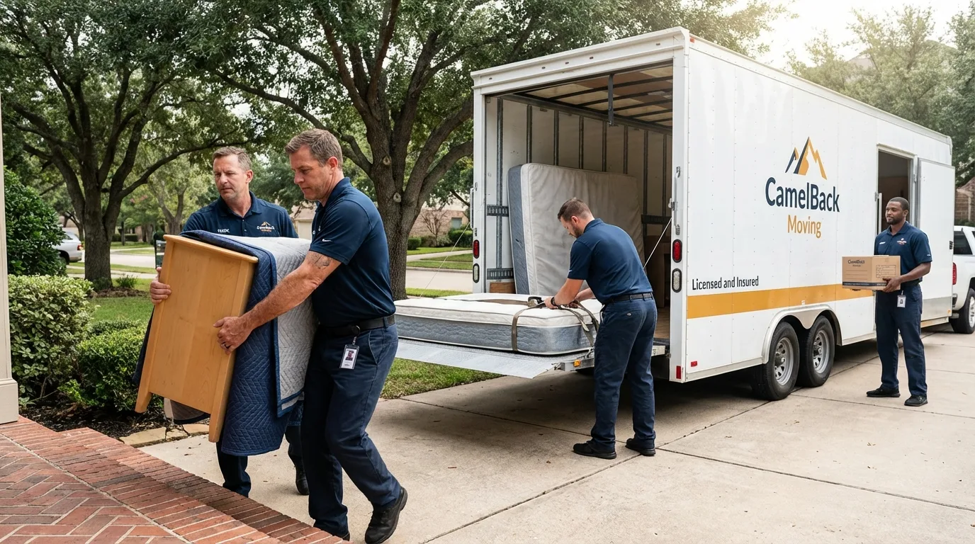Crew loading residential truck for cross-state move from Blacksburg, SC